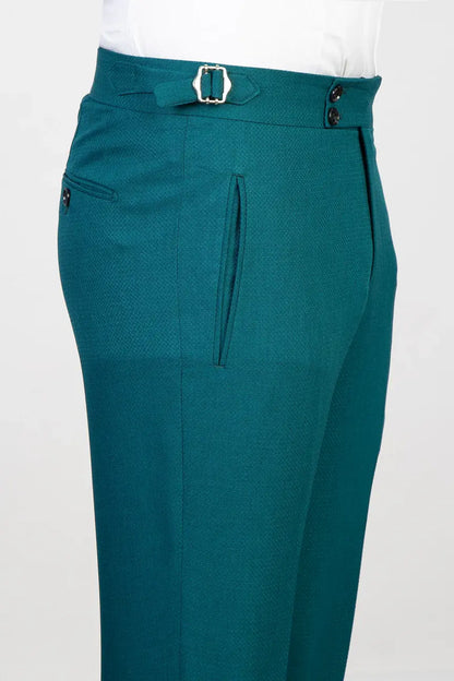 Teal Blue 3-piece Single-breasted Peak Lapel Suit