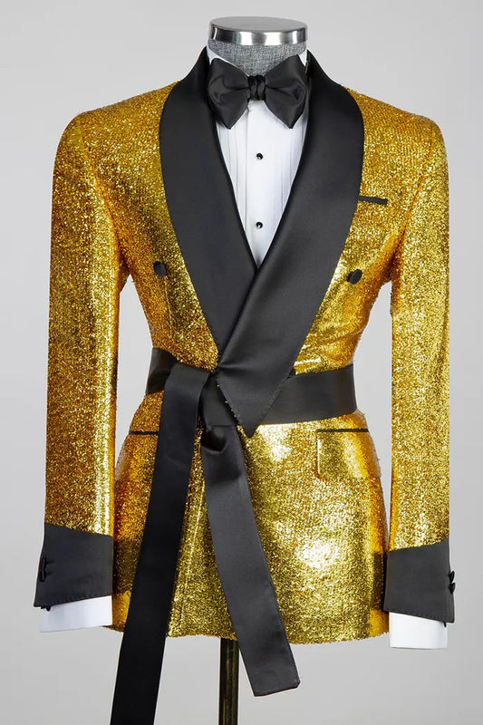 Yellow Double-breasted Shawl Lapel Tuxedo