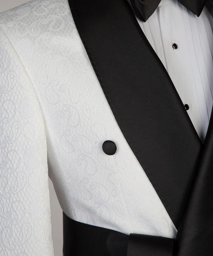 2 Piece Shawl Lapel Double Breasted White Suit