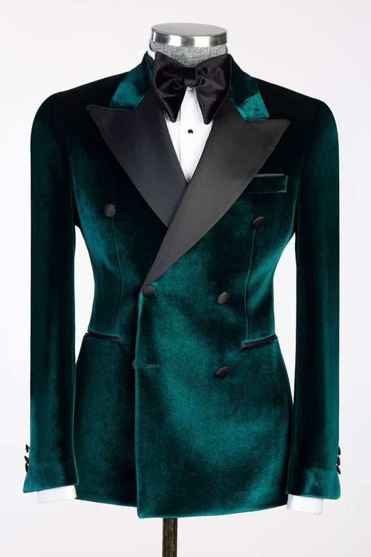 Men's Velvet 2-piece Suit in Green