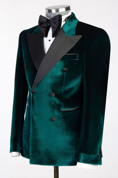 Men's Velvet 2-piece Suit in Green