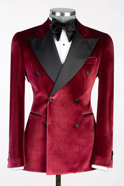 Velvet Double-breasted 2-piece Blazer Tuxedo