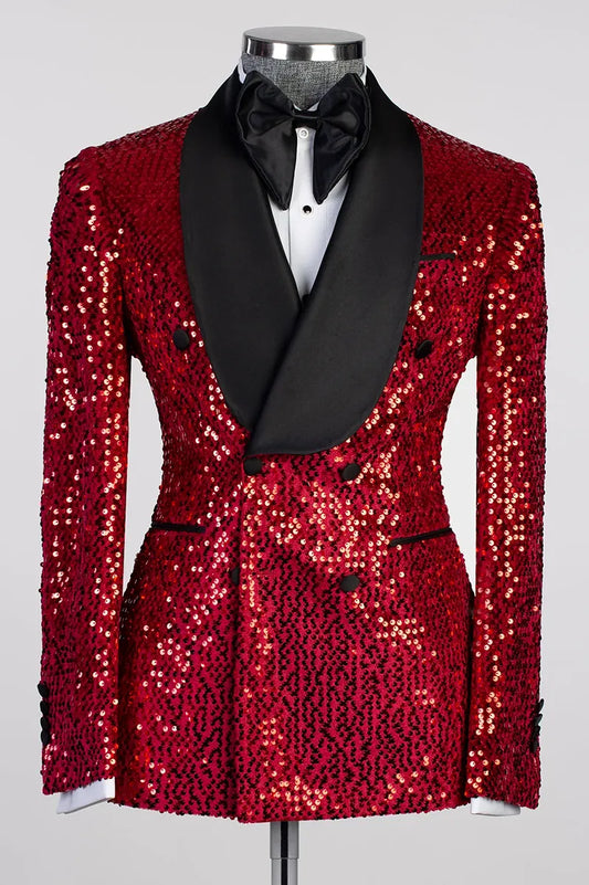 Sequins Double-breasted 2-piece Tuxedo