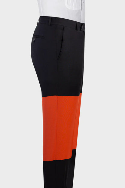 Orange Black Split Two-tone Double-breasted 2-piece Suit
