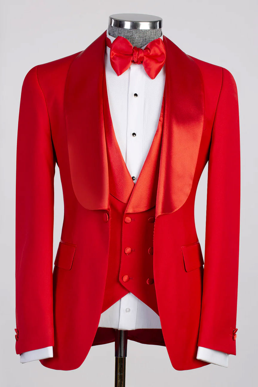 Men's Modern 3-piece Tuxedo in Red