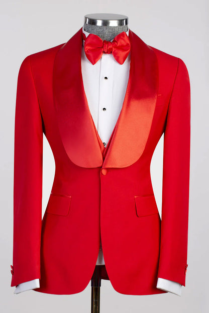 Men's Modern 3-piece Tuxedo in Red