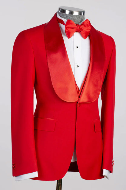 Men's Modern 3-piece Tuxedo in Red