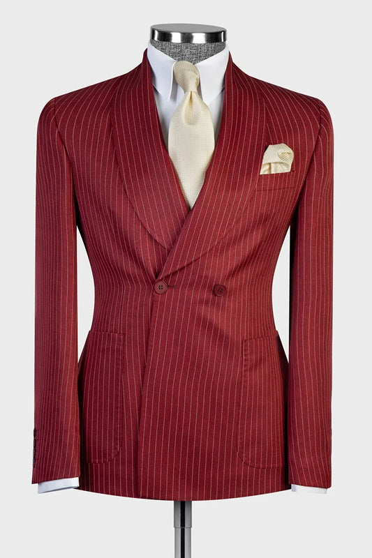 Red 2-piece Double-breasted Shawl Lapel Suit