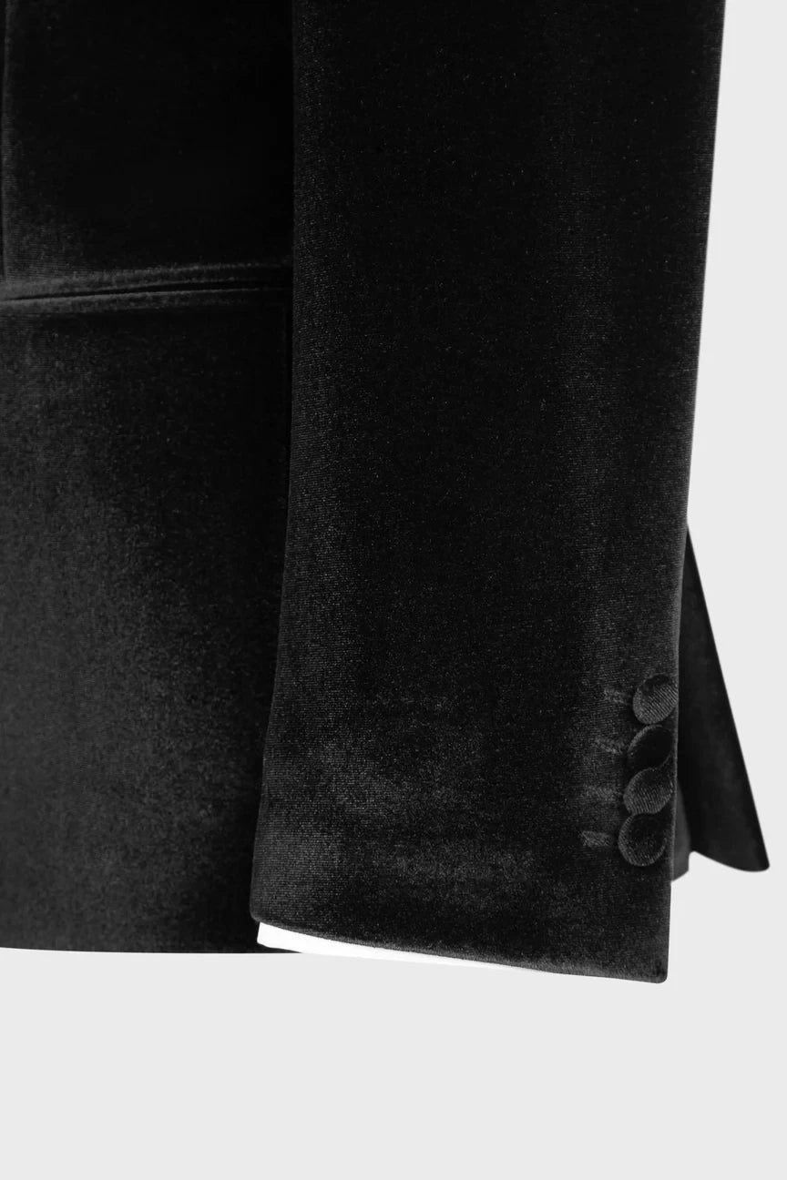 Men's Velvet Shawl Lapel Suit in Black