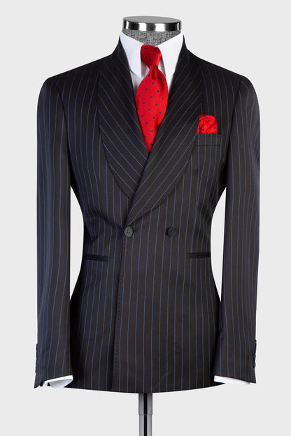 Black Stripe 2-piece Double-breasted Suit