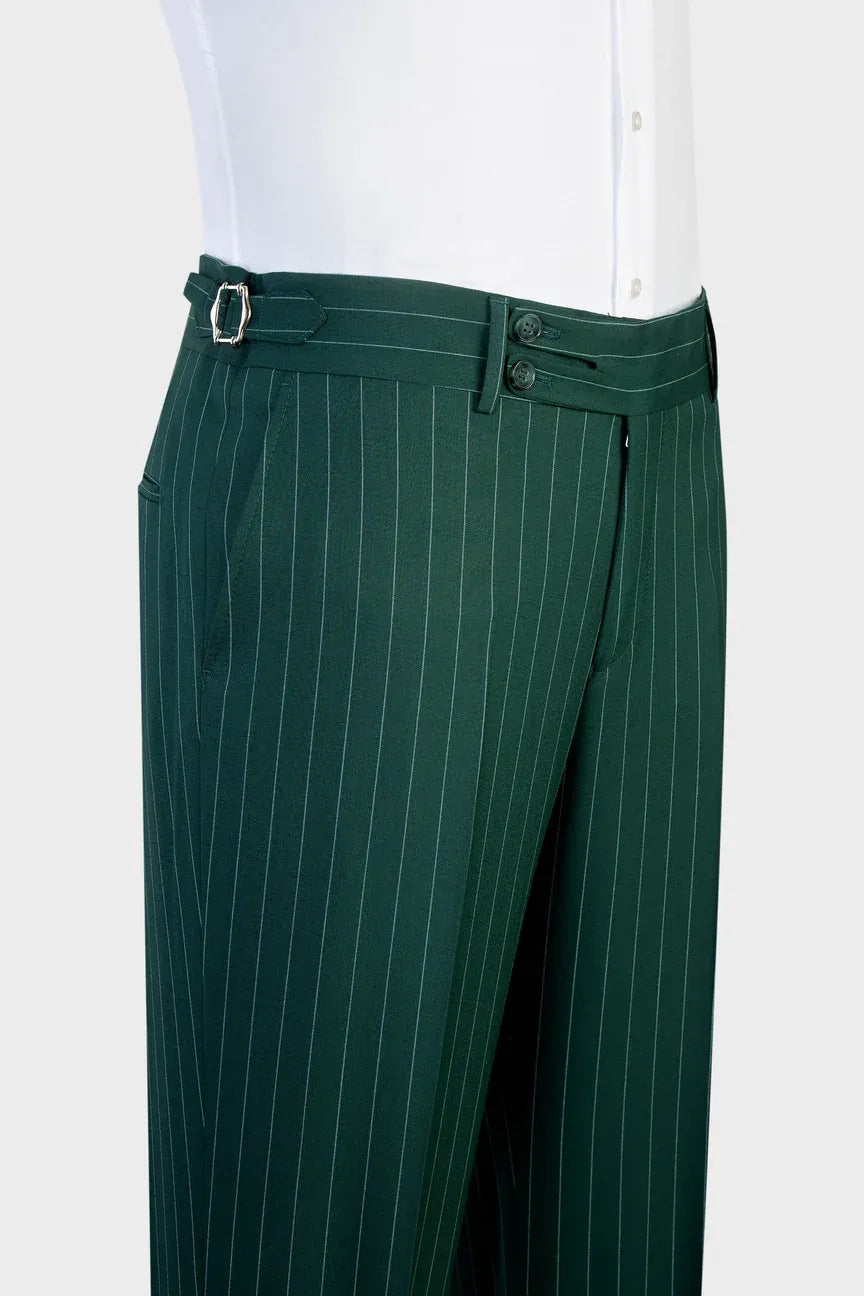 Green Stripe 3-piece Single-breasted Suit