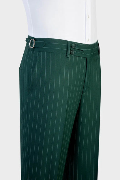 Green Stripe 3-piece Single-breasted Suit