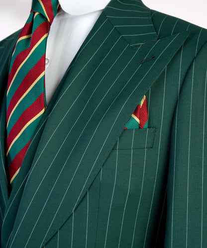 Green Stripe 3-piece Single-breasted Suit
