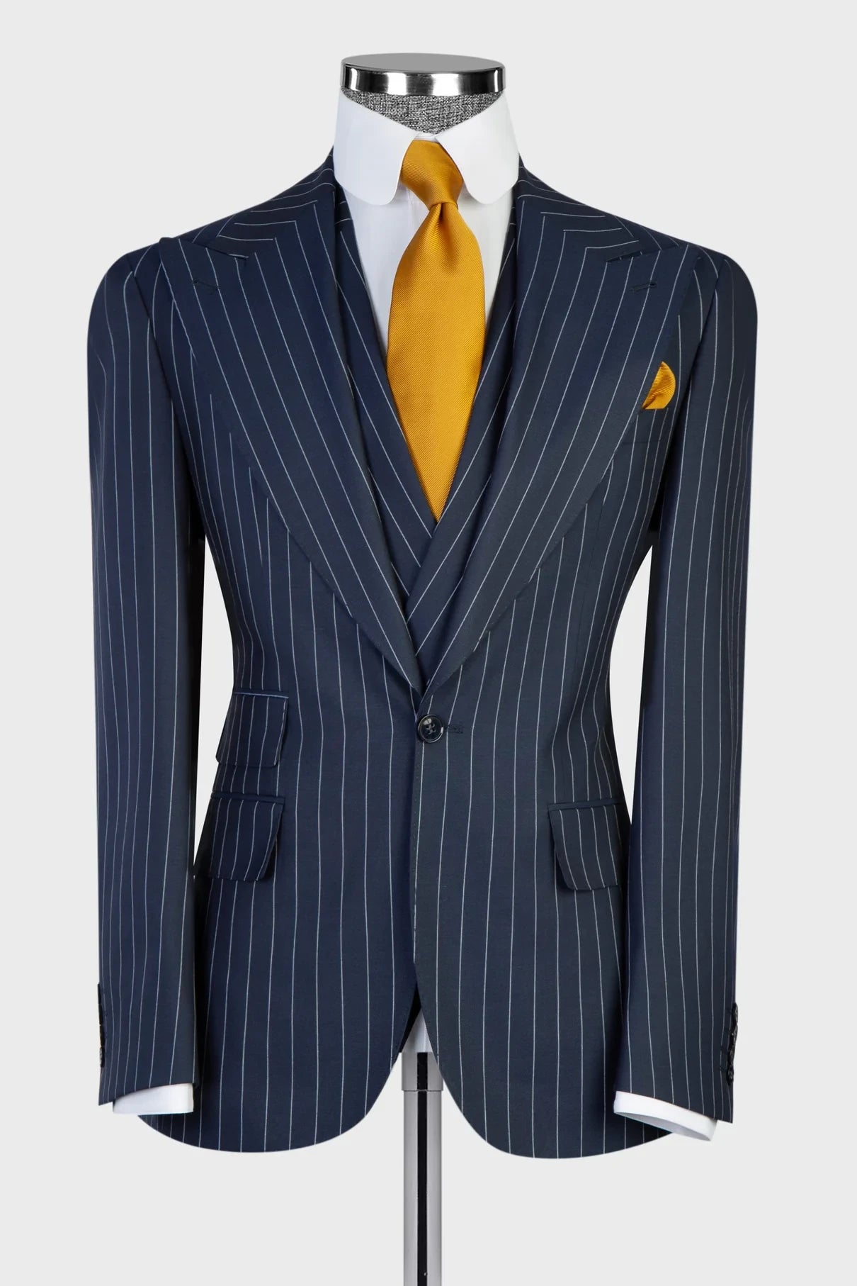 Stripe Wide Lapel 3-piece Prom Suit