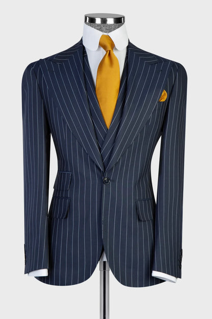 Stripe Wide Lapel 3-piece Prom Suit