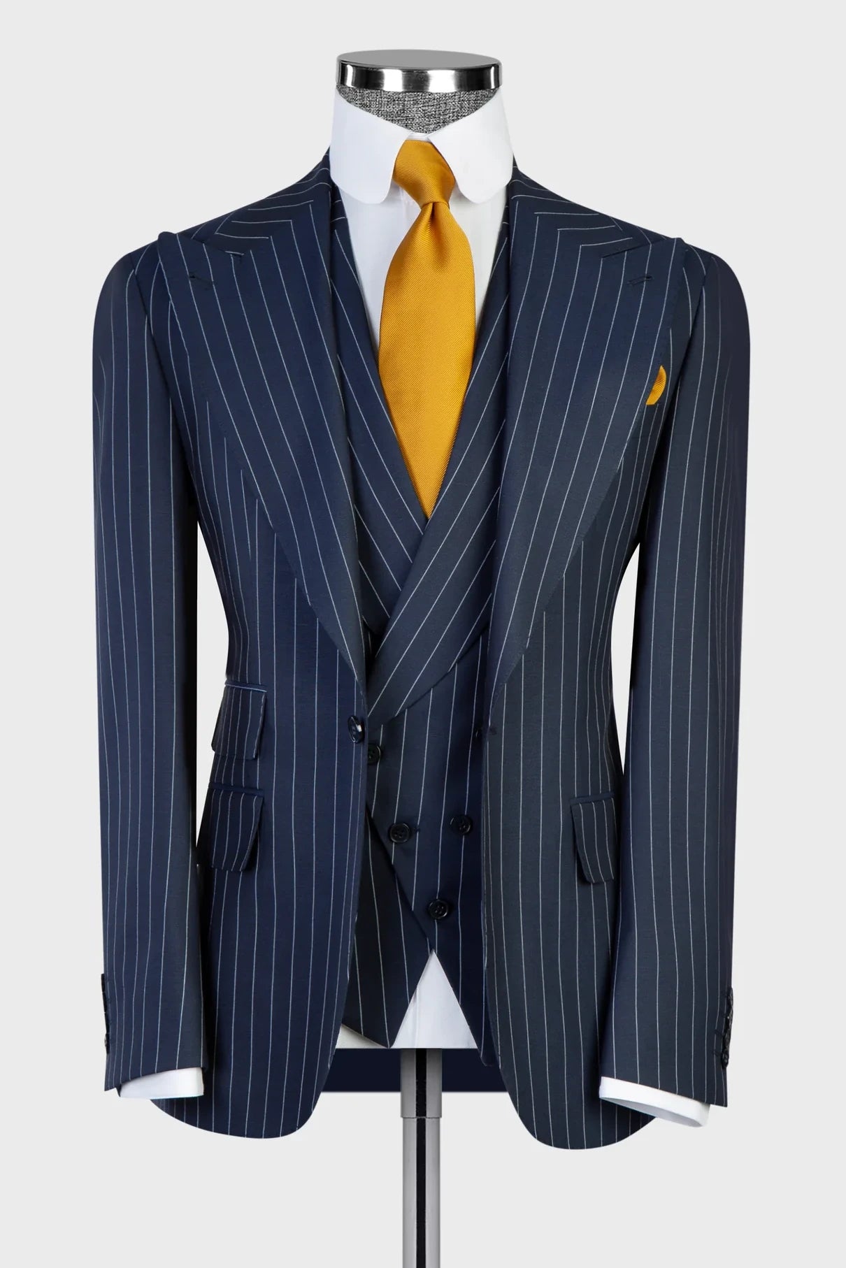 Stripe Wide Lapel 3-piece Prom Suit