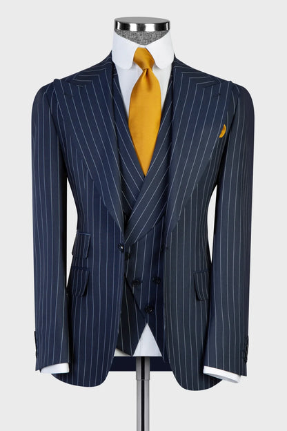 Stripe Wide Lapel 3-piece Prom Suit