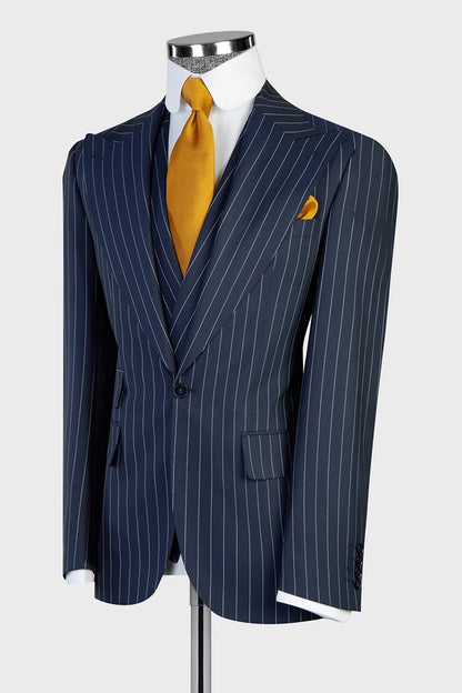 Stripe Wide Lapel 3-piece Prom Suit