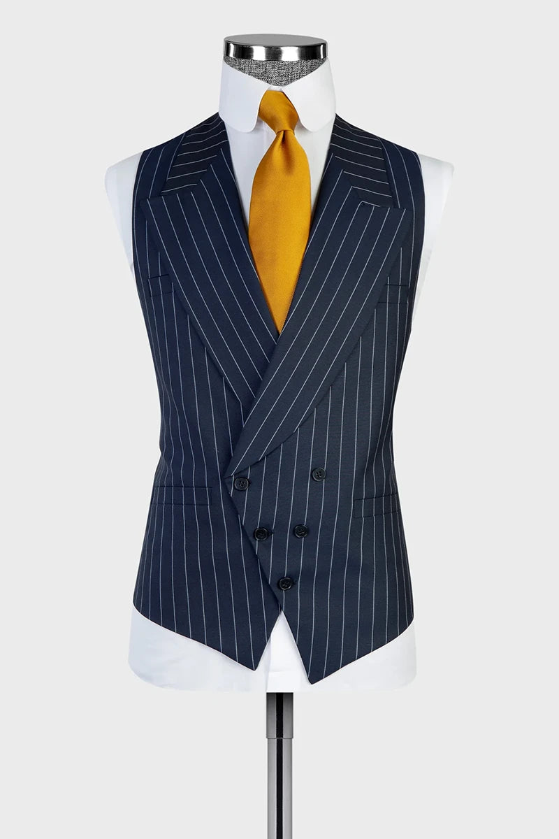Stripe Wide Lapel 3-piece Prom Suit