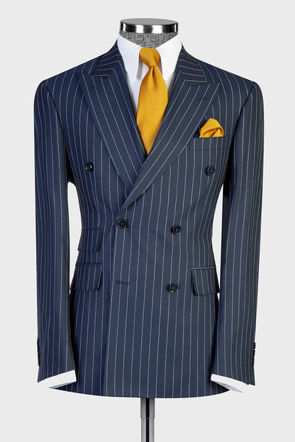 Stripe Wide Lapel Double-breasted Suit
