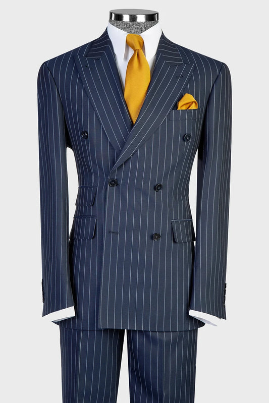 Stripe Wide Lapel Double-breasted Suit