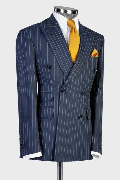 Stripe Wide Lapel Double-breasted Suit