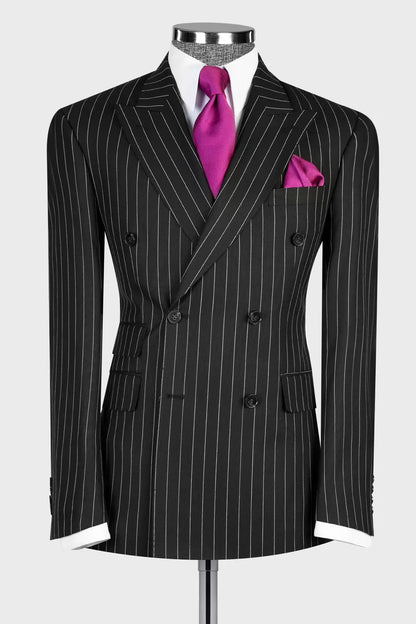 Black Stripe 2-piece Double-breasted Suit