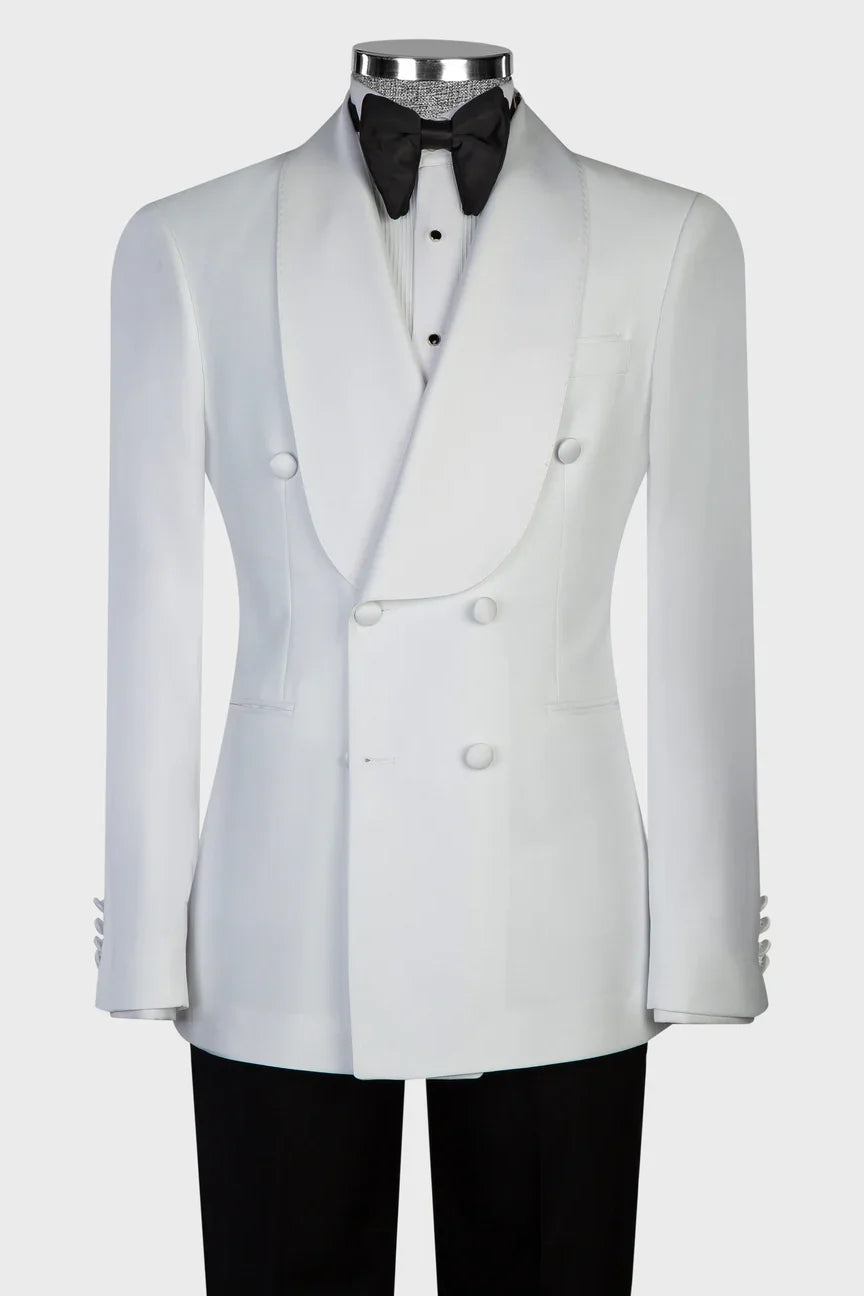 White 2-piece Double-breasted Blazer Suit