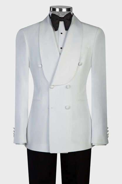 White 2-piece Double-breasted Blazer Suit