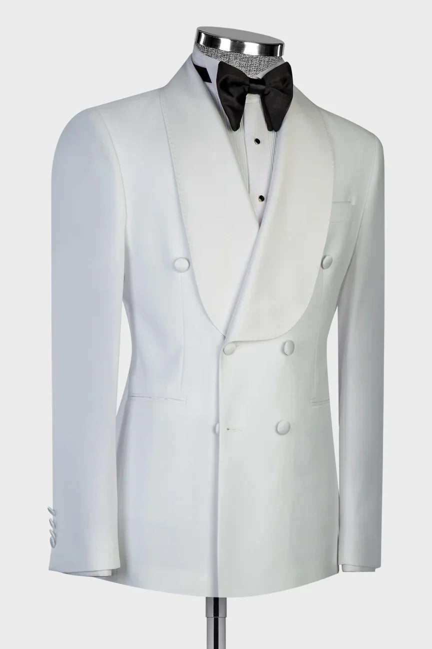 White 2-piece Double-breasted Blazer Suit