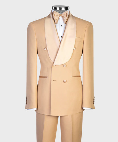 Beige 2-piece Double-breasted Tuxedo