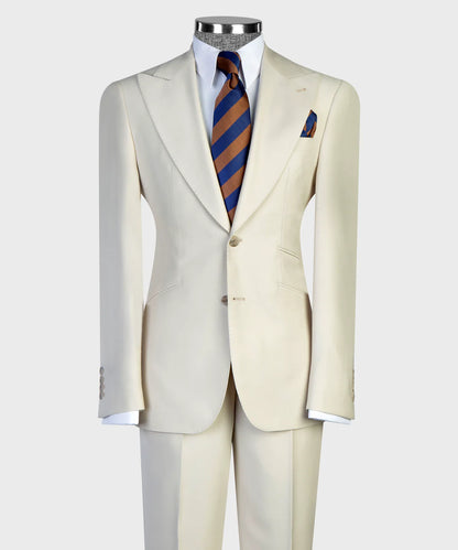 Ivory 3-piece Peak Lapel Single-breasted Suit