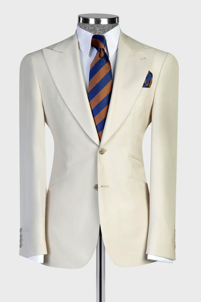 Ivory 3-piece Peak Lapel Single-breasted Suit