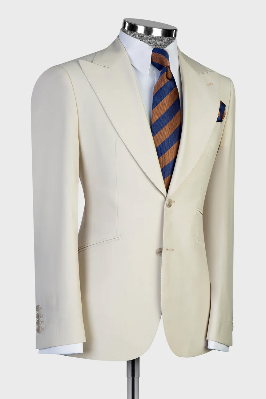 Ivory 3-piece Peak Lapel Single-breasted Suit