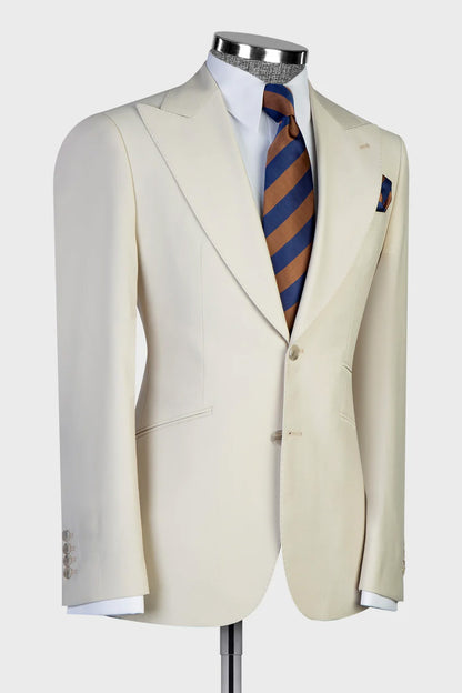 Ivory 3-piece Peak Lapel Single-breasted Suit