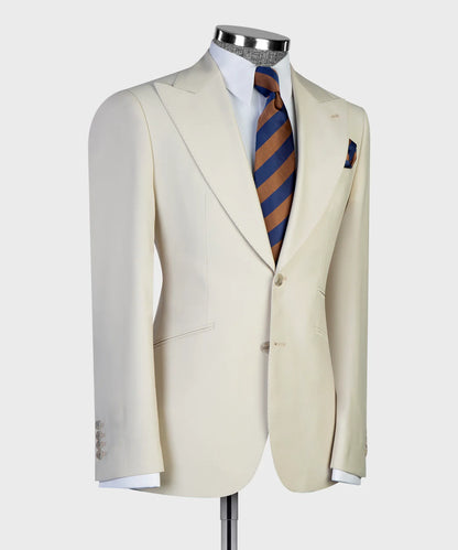 Ivory 3-piece Peak Lapel Single-breasted Suit