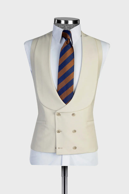 Ivory 3-piece Peak Lapel Single-breasted Suit