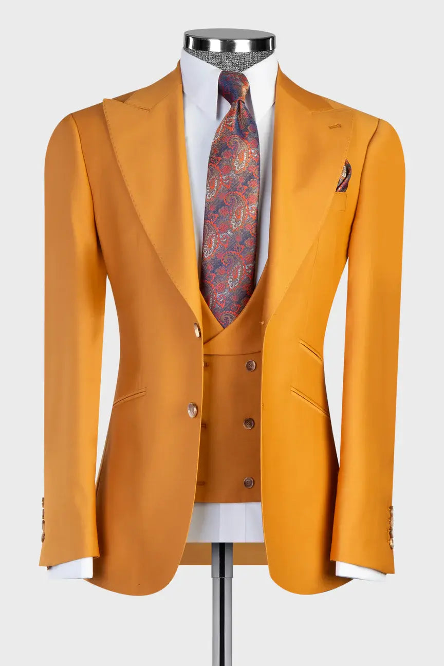 Orange 3-piece Single-breasted Suit