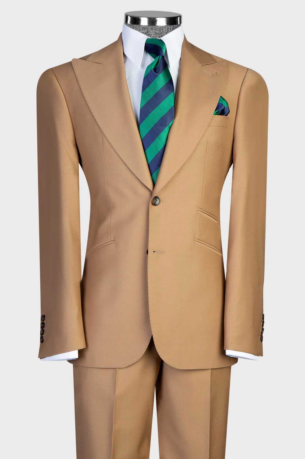 Khaki Peak Lapel Tuxedo 3-piece Suit for Prom
