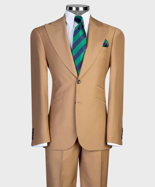 Khaki  Peak Lapel Tuxedo 3-piece Suit for Prom