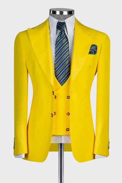 Men's Modern 3-piece Suit in Yellow