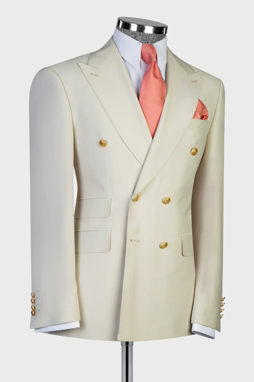 Ivory 2-piece Peak Lapel Double-breasted Suit for Prom