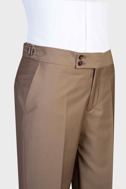 Khaki Single-breasted Peak Lapel 3-piece Suit