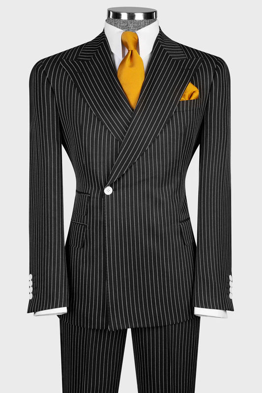 Newest Pinstripe Suit in Black