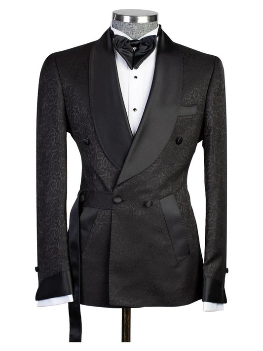 Black Shawl Lapel Double Breasted Wedding Suit