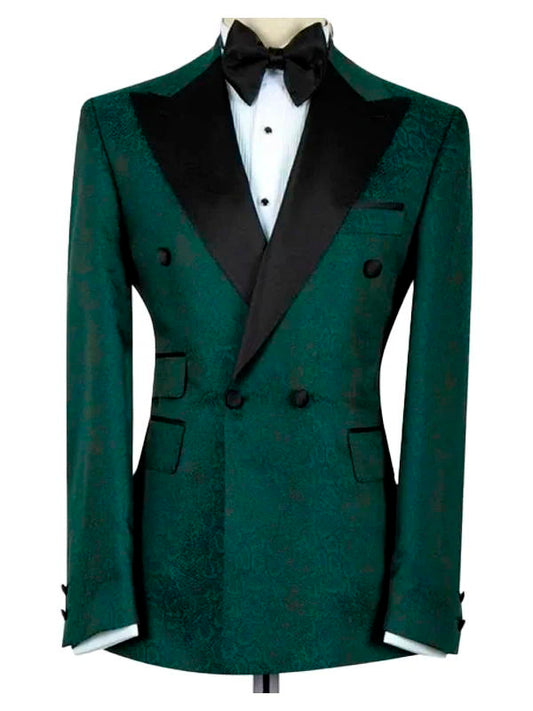 Green Jacquard Double Breasted Tuxedo