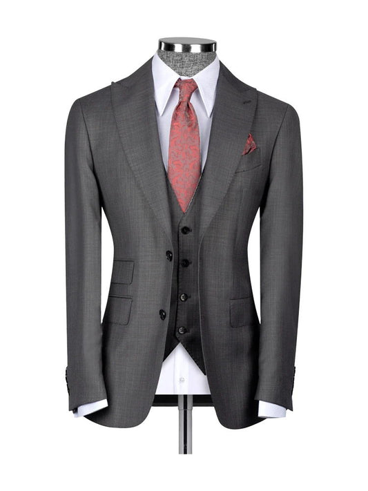 Classic Grey 3 Piece Peak Lapel Suit