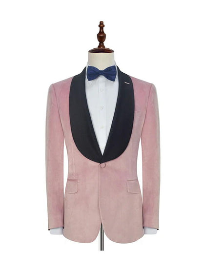 Pink Shawl Lapel Wedding Tuxedos Single Breasted Suits