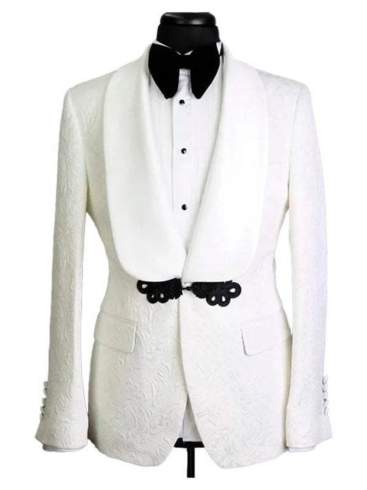 White Shawl Lapel 2 Piece Suit For Groom