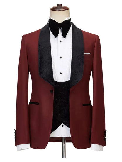 Men's Burgundy Formal Wedding Suit Tuxedos